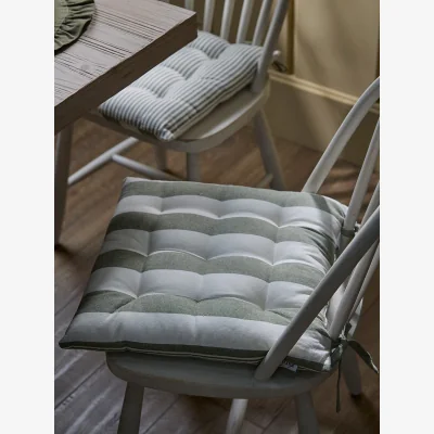 Cox and Cox Wide Stripe Indoor/Outdoor Seat Pad - Olive