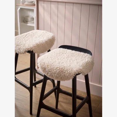 Cox and Cox Curly Sheepskin Seat Pad - Ivory Pearl