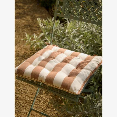 Cox and Cox Wide Stripe Indoor/Outdoor Seat Pad - Terracotta