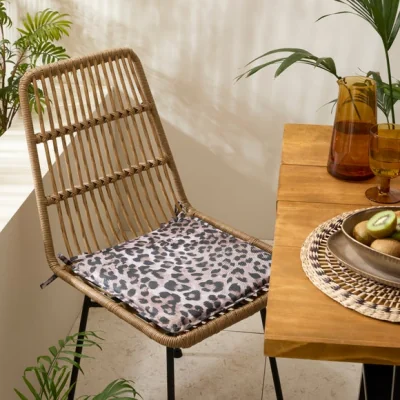 Dunelm Set of 2 Leopard Print Water Resistant Square Seat Pads