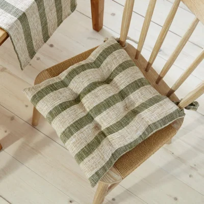 Dunelm Set of 2 Churchgate Seat Pads Apple (Green)