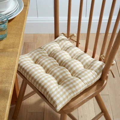 Dunelm Gingham Checked Cotton Square Seat Pad