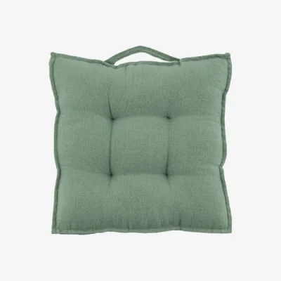 Dunelm Cartmel Linen Seat Pad Green