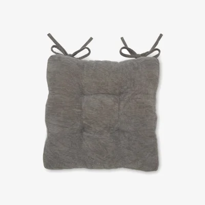 Dunelm Corduroy Grey Box Style Seat Pad Grey