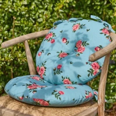 Dunelm Set of 2 Round Vintage Rose Seat Pads