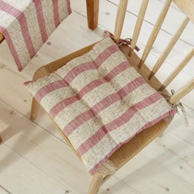 Dunelm Churchgate Set of 2 Striped Seat Pads Rhubarb