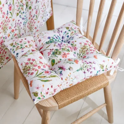 Dunelm Watercolour Floral Seat Pad MultiColoured