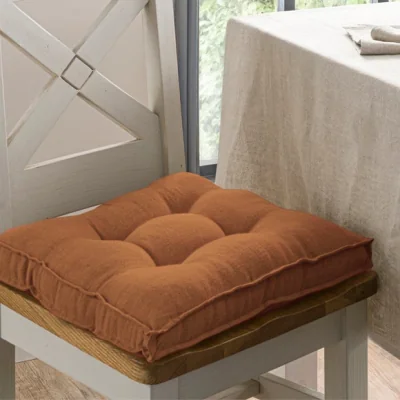 Dunelm Cartmel Linen Seat Pad Brown