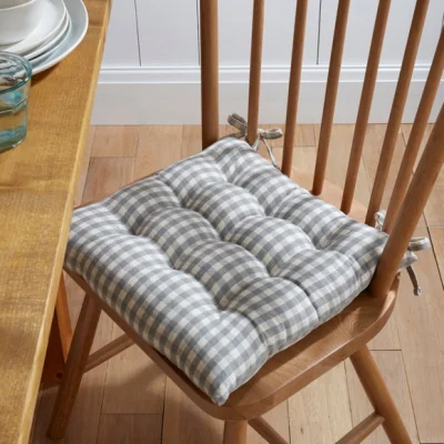 Dunelm Gingham Checked Cotton Square Seat Pad