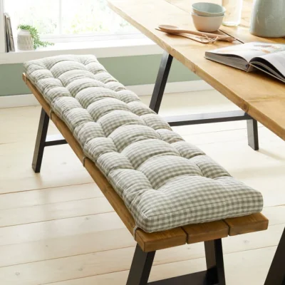Dunelm Gingham Checked Cotton Bench Pad