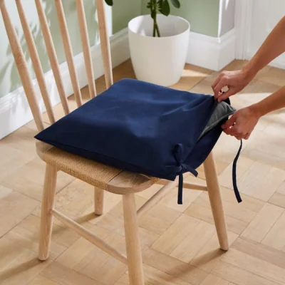 Dunelm Set of 2 Plain Seat Pad Covers Navy