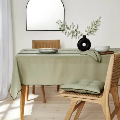 Dunelm Contrast Stitch Seat Pad Sage (Green)