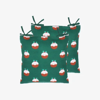 Dunelm Set of 2 Mini Hollie the Pud Seat Pad Covers Green