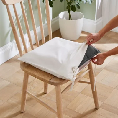 Dunelm Set of 2 Plain Seat Pad Covers Cream
