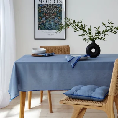 Dunelm Contrast Stitch Seat Pad Blue