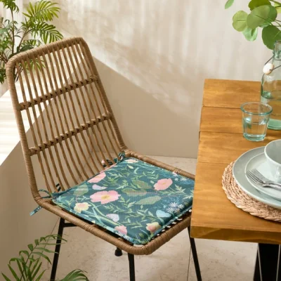 Dunelm Set of 2 Spring Floral Water Resistant Square Seat Pads
