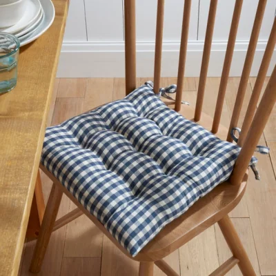 Dunelm Gingham Checked Cotton Square Seat Pad