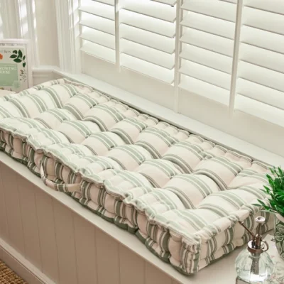 Dunelm Greenfield Cotton Stripe Box Bench Pad