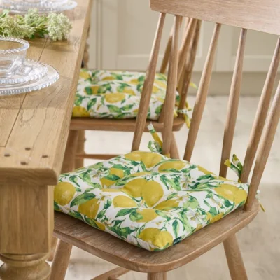 Dunelm Set of 2 Outdoor Lemon Patterned Seat Pads