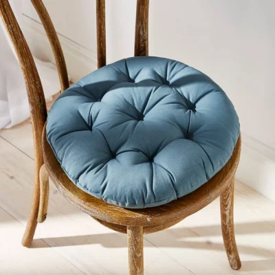 Dunelm Bistro Blue Seat Pad Pacific Blue