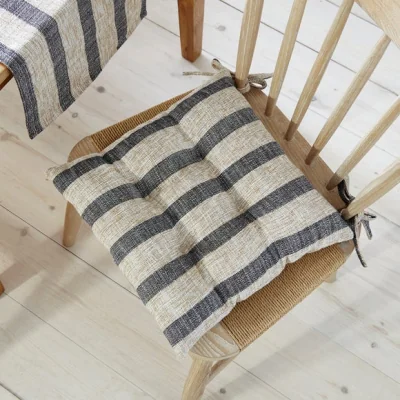 Dunelm Churchgate Set of 2 Striped Seat Pads Charcoal (Grey)