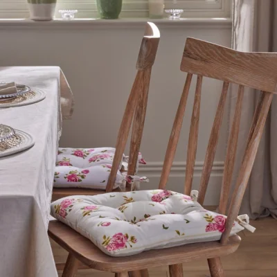 Dunelm Set of 2 Helmsley Floral Rose Seat Pads