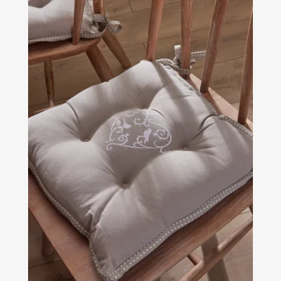 Dibor Set of 2 Grey Love Birds Seat Pads