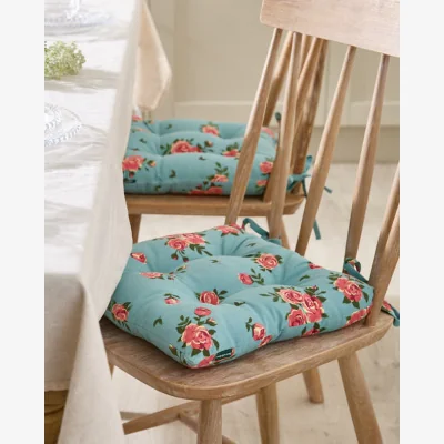 Dibor Set of 2 Blue Rose Indoor Seat Pads