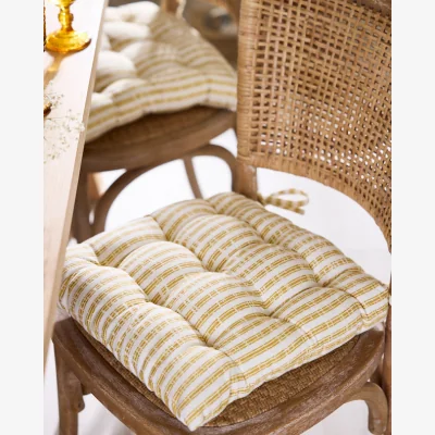 Dibor Savona Yellow Striped Seat Pad with Ties