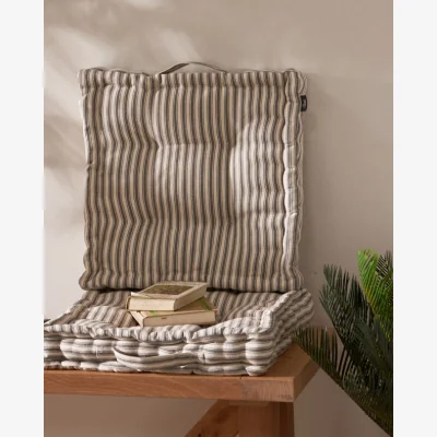 Dibor Set of 2 Grey Stripe Cushion Seat Pads