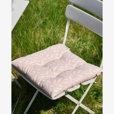 Dibor Set of 2 Pink Leaf Cotton Seat Pads