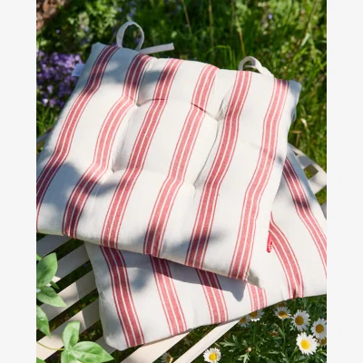 Dibor Set of 2 Red Striped Seat Pads