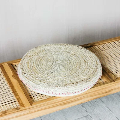 Graham & Green Round Pink Braided Seagrass Seat Pad