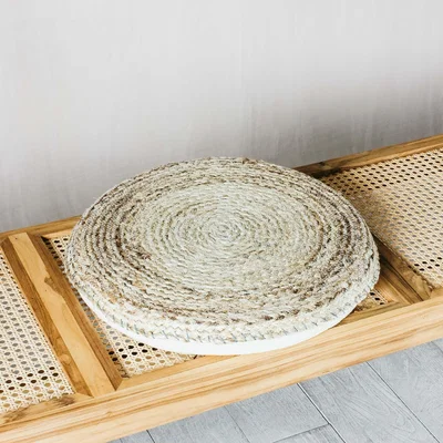 Graham & Green Round Grey Braided Seagrass Seat Pad