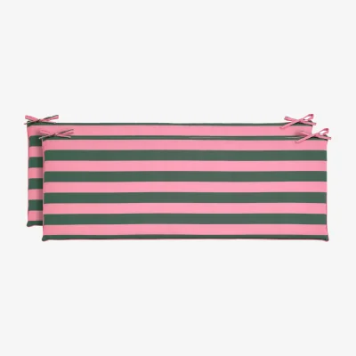 Habitat Habitat Stripe Print Garden Bench Cushion - Pink and Green