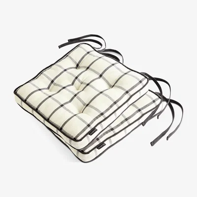 Habitat Habitat Woven Check Pack of 2 Seat Cushions - White