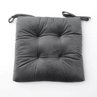 Homebase Velvet Seat Pad - Charcoal - 40x40cm