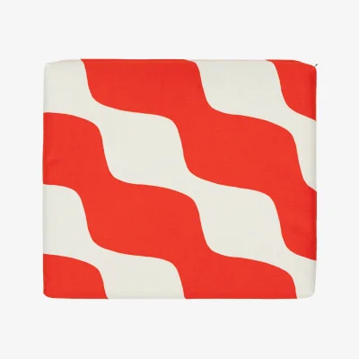 Nordic Nest Marimekko Taifuuni seat cushion Natural white orange red 40x35 cm