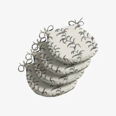 The Range Linen Fern Outdoor D Shaped Seat Pad - Grey/White / 4