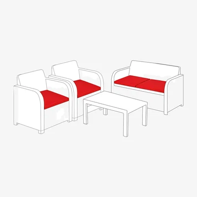 The Range Outdoor 4-Piece Rattan Furniture Seat Pads - Red