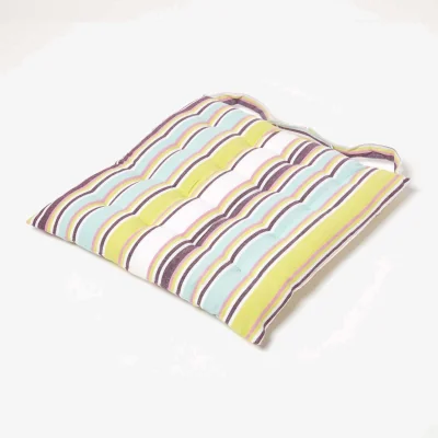 The Range Osaka Green Stripe Cotton Seat Pad with Button Straps - Osaka Green / 5cm