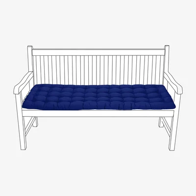 The Range 2-3 Seater Garden Bench Seat Pad Tufted Outdoor Bench Cushion - Navy / 108cm