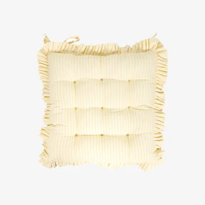 The Range Frill Edge Stripe Seat Pad - Yellow