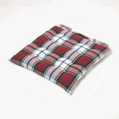 The Range Tartan Cotton Seat Pad with Button Straps - MacDuff / 5cm