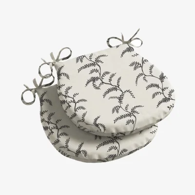 The Range Linen Fern Outdoor D Shaped Seat Pad - Grey/White / 2