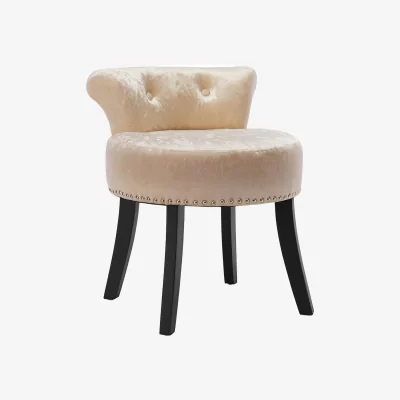 The Range Velvet Bedroom Chair Padded Vanity Stool - Champagne