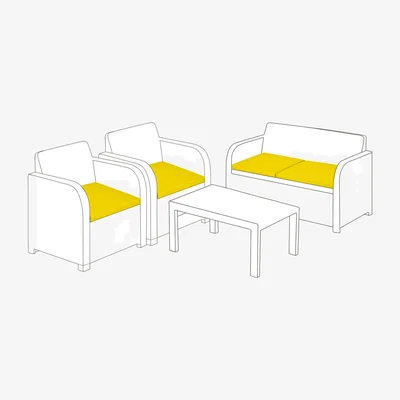 The Range Outdoor 4-Piece Rattan Furniture Seat Pads - Yellow