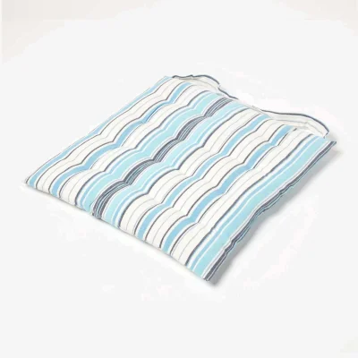 The Range New England Stripe Cotton Seat Pad with Button Straps - New England Blue / 5cm