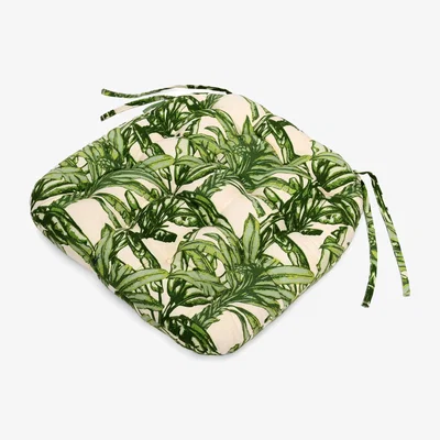 The Range Outdoor Tufted Seat Pad with Secure Ties - Jungle Fern / 1