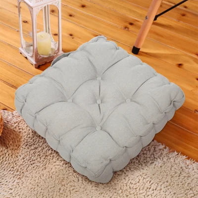 The Range Square Seat Pad Cotton Linen with Carry Handle - Light Grey